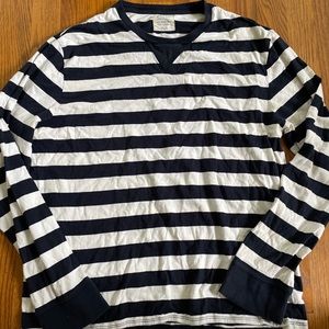 J Crew Navy White Striped Shirt size M